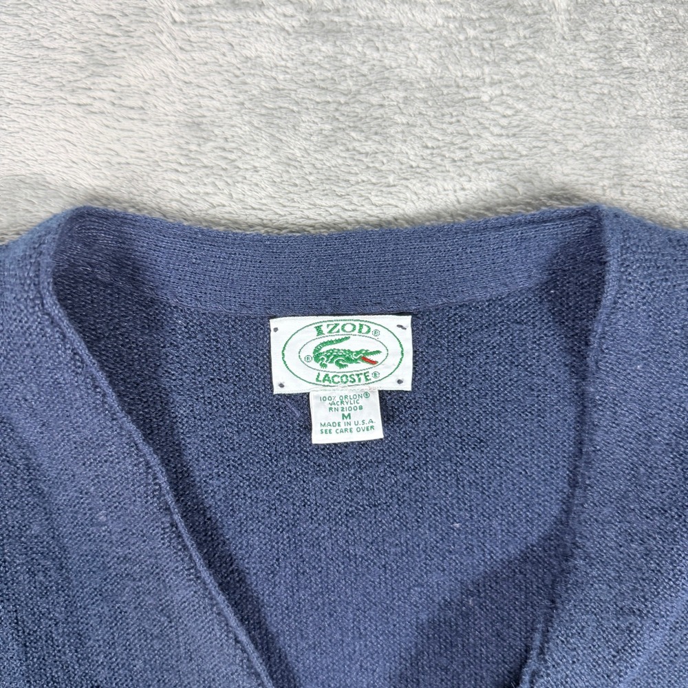 Vintage Izod Lacoste Mens M Cardigan Sweater Orlon Acrylic V-Neck USA Made - Picture 3 of 8